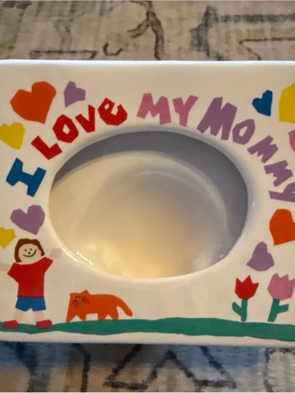VTG Russ Berrie Ceramic I Love My Mommy Photo Frame 6x5